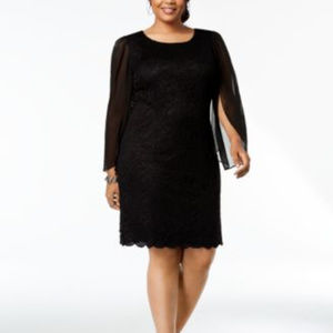 Connected Plus Size Lace Chiffon Sheat Black 22W